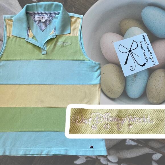 Tommy Hilfiger Golf Since 1971 Walt Disney World Striped Sleeveless Polo Sz M - Picture 1 of 9